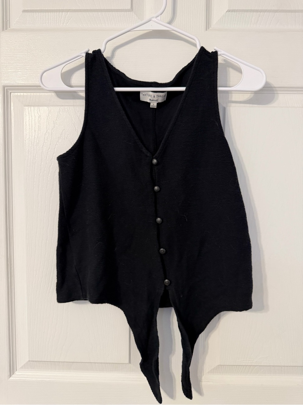 Madewell Black Button-Front Sleeveless Knit Tank